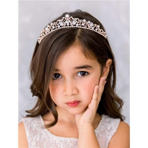 Rose Gold Wedding Tiaras and Crowns with Side Comb, Rhinestone Bridal Crown main image 4